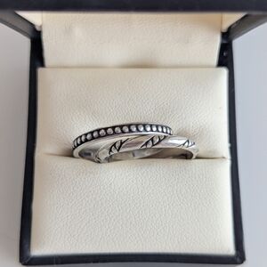 Silpada Silver Stacks Of Plenty (retired) Stackable Rings Set Of 2 Size 9